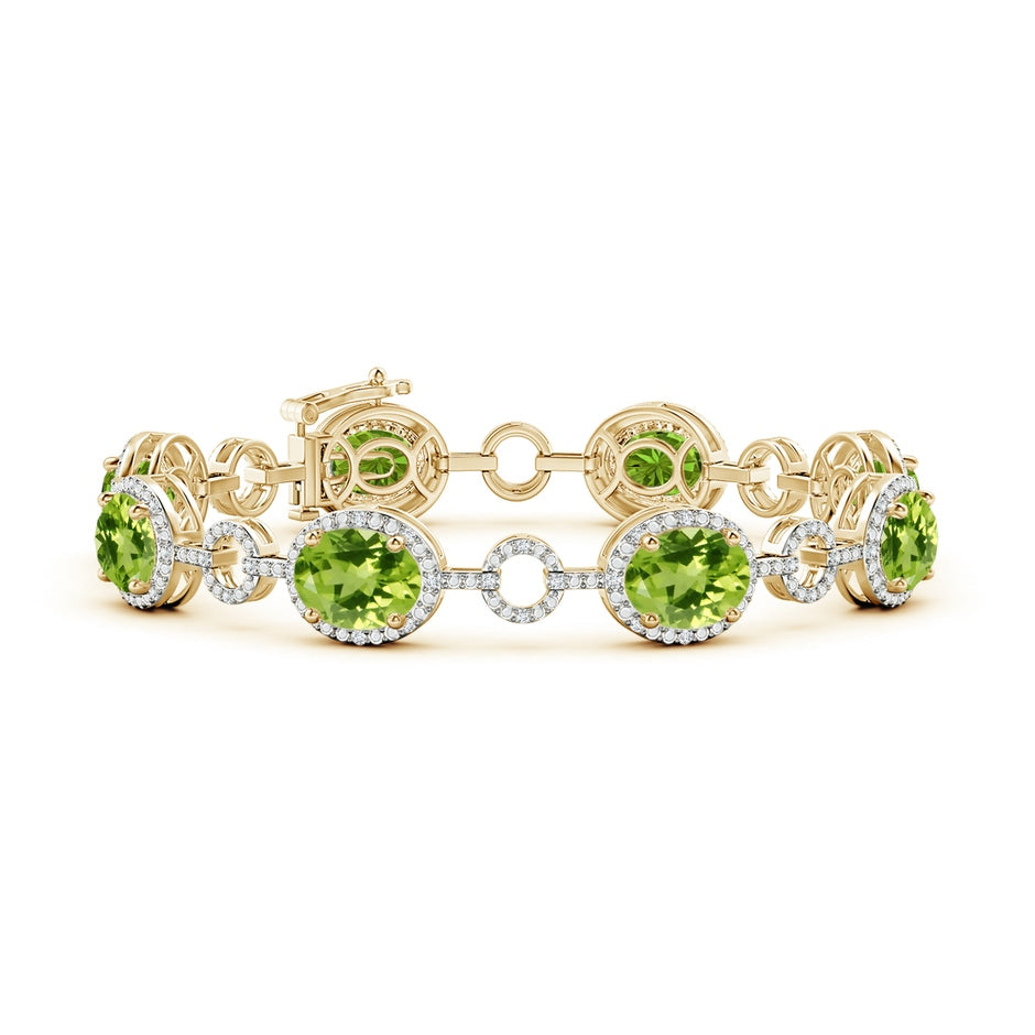 Oval Peridot Halo Open Circle Link Bracelet