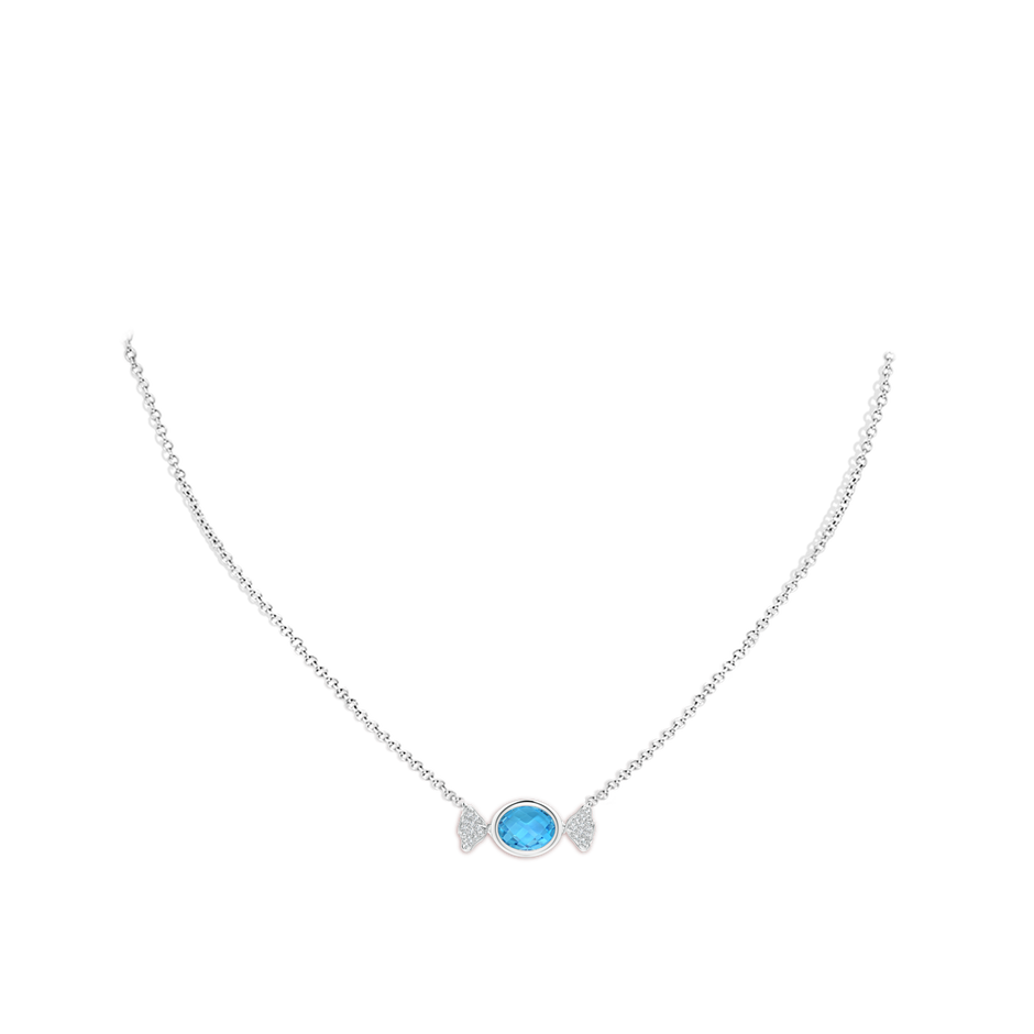 Sweet Treats Oval Swiss Blue Topaz Candy Pendant with Diamond Accents