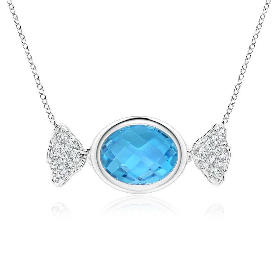 Sweet Treats Oval Swiss Blue Topaz Candy Pendant with Diamond Accents