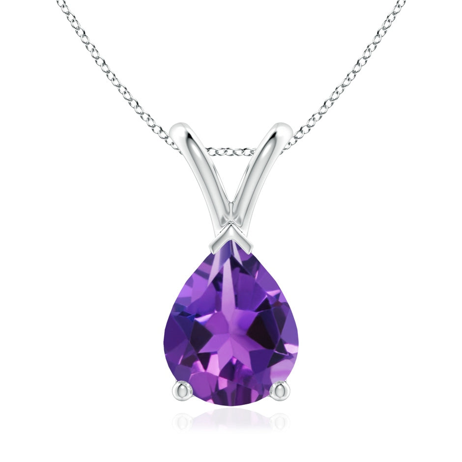 V-Bale Pear-Shaped Amethyst Solitaire Pendant