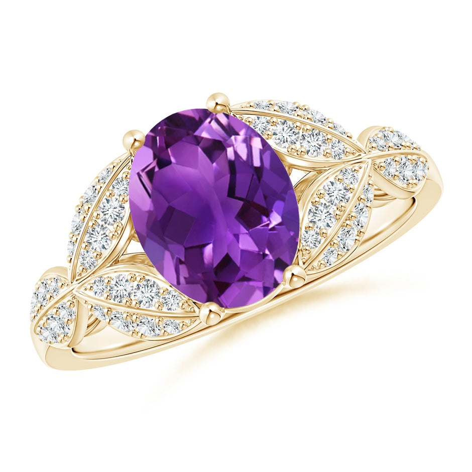 Amethyst and Diamond Trillium Petal Flower Ring