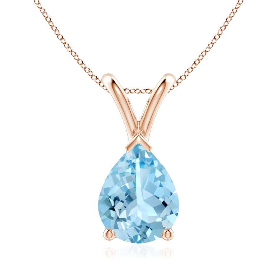 V-Bale Pear-Shaped Aquamarine Solitaire Pendant