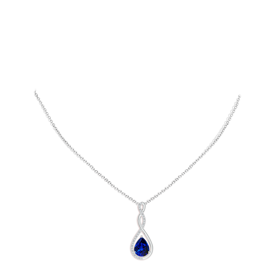 Lab-Grown Twisted Infinity Floating Blue Sapphire Drop Pendant