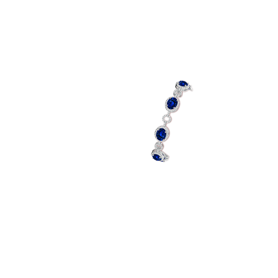Lab-Grown Oval Blue Sapphire Halo Open Circle Link Bracelet