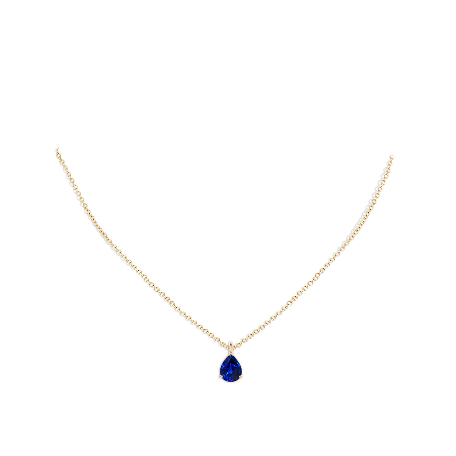 Lab-Grown Solitaire Pear Blue Sapphire Classic Pendant