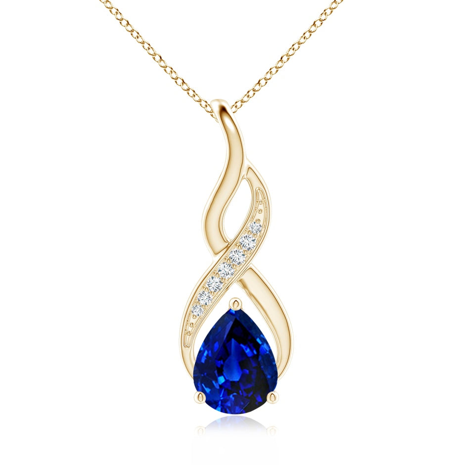 Lab-Grown Blue Sapphire Infinity Swirl Pendant with Lab Diamonds