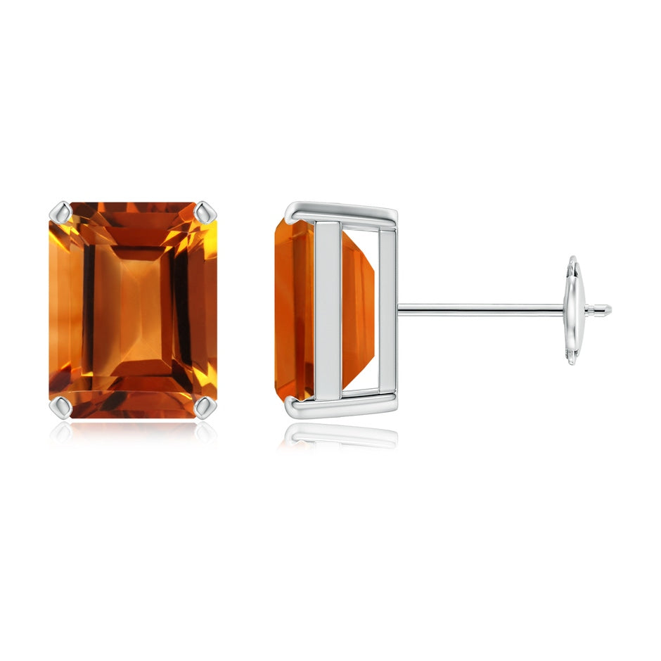 Prong-Set Emerald-Cut Citrine Solitaire Stud Earrings