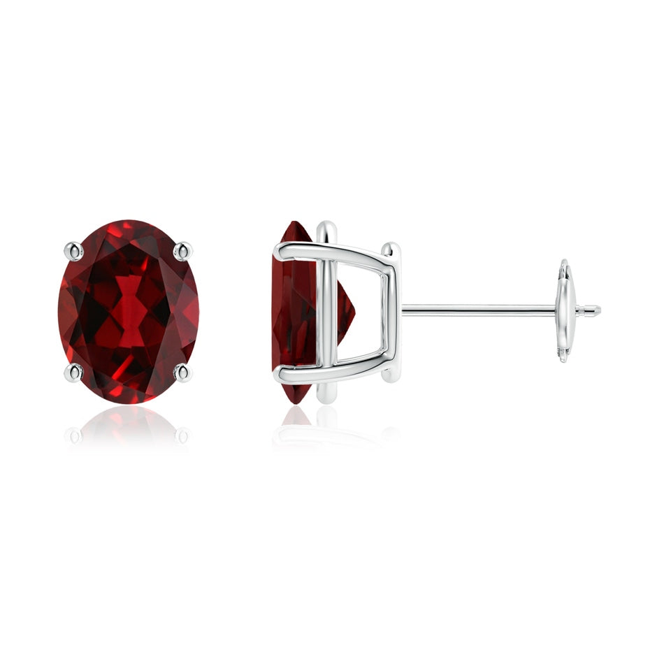 Prong-Set Oval Solitaire Garnet Stud Earrings