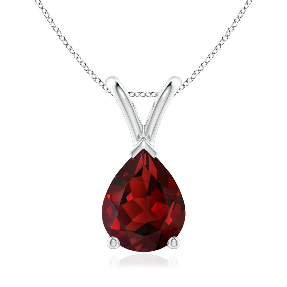V-Bale Pear-Shaped Garnet Solitaire Pendant