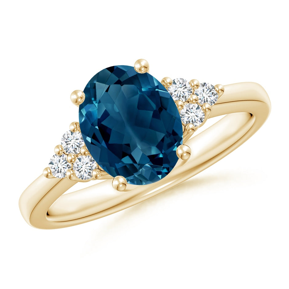 Solitaire Oval London Blue Topaz and Diamond Promise Ring