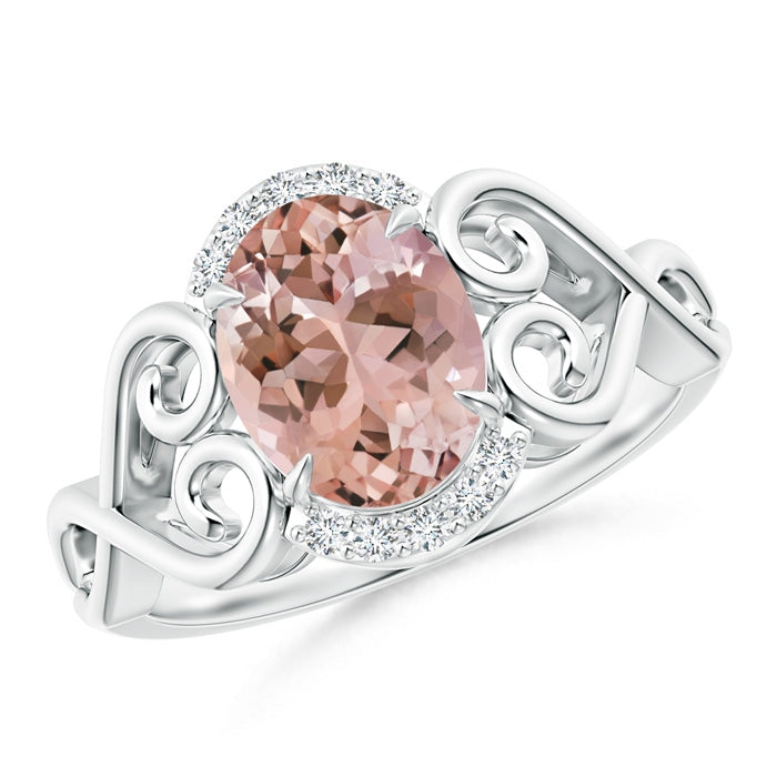 Vintage Inspired Oval Morganite Ring with Diamond Accents