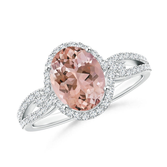 Oval Morganite Split Shank Ring with Diamonds