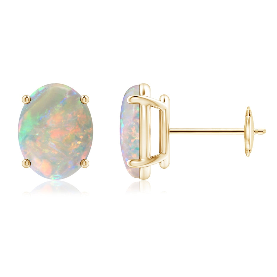 Prong-Set Oval Solitaire Cabochon Opal Stud Earrings