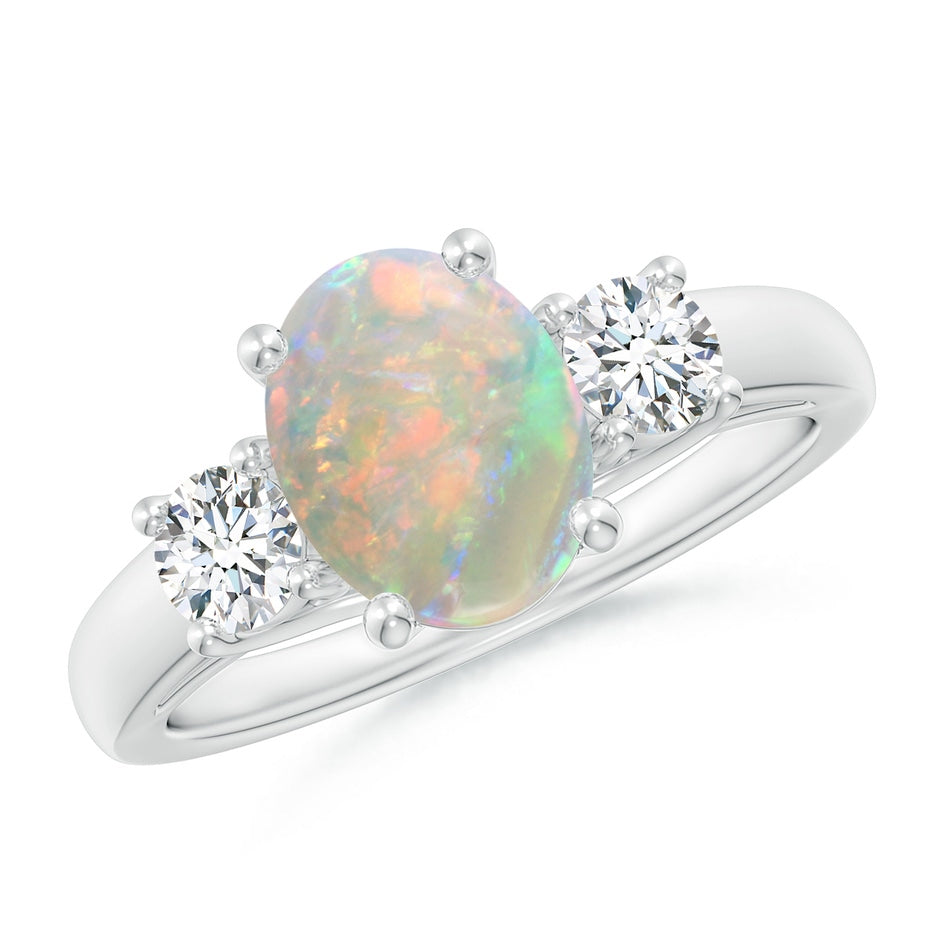 Oval Opal Ring with Diamond Accents