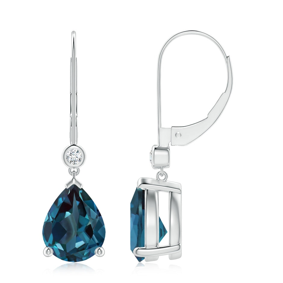 Pear-Shaped Lab-Grown Alexandrite Leverback Drop Earrings with Diamond