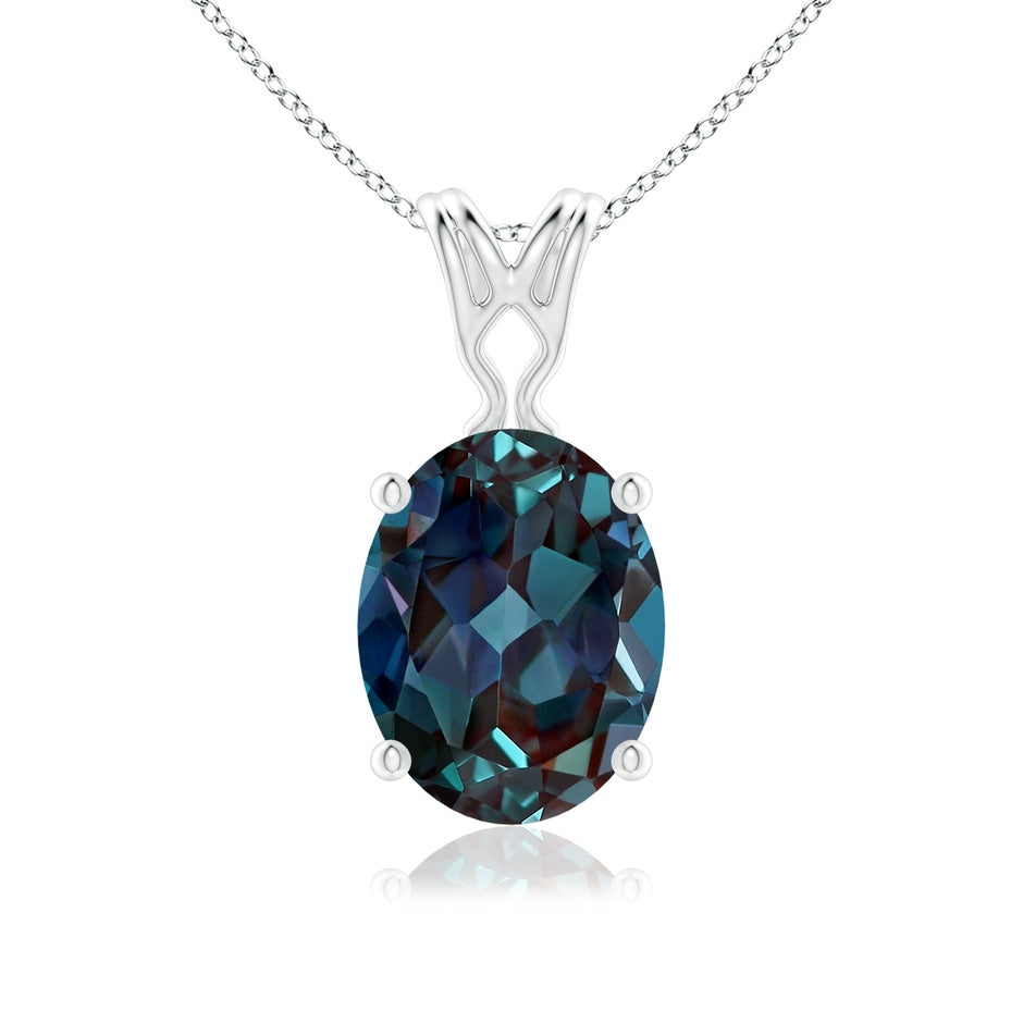 Vintage Inspired Solitaire Oval Lab-Grown Alexandrite Pendant