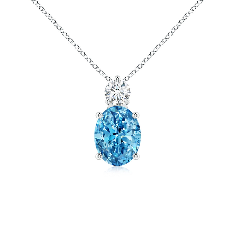 Oval Lab-Grown Fancy Intense Blue Diamond Solitaire Pendant