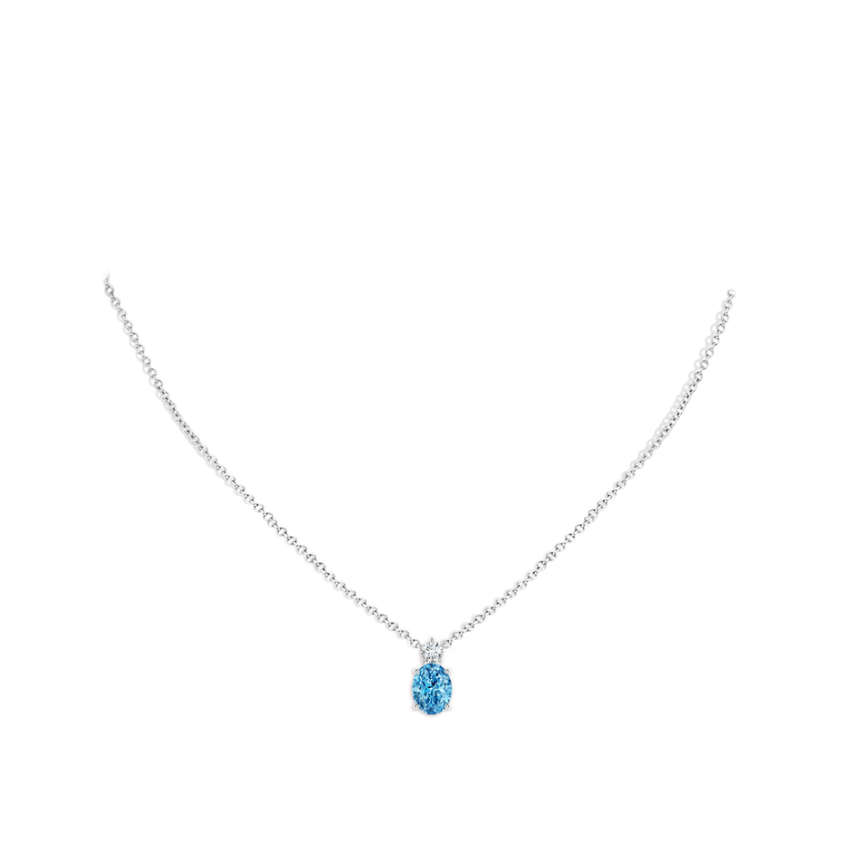 Oval Lab-Grown Fancy Intense Blue Diamond Solitaire Pendant