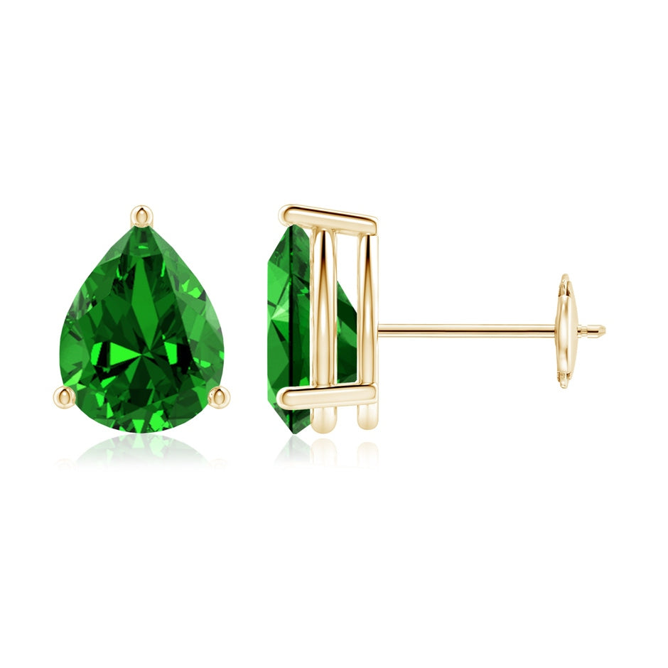 Lab-Grown Pear-Shaped Emerald Stud Earrings