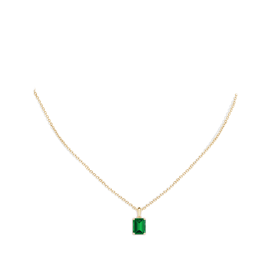 Prong-Set Emerald-Cut Lab-Grown Emerald Solitaire Pendant