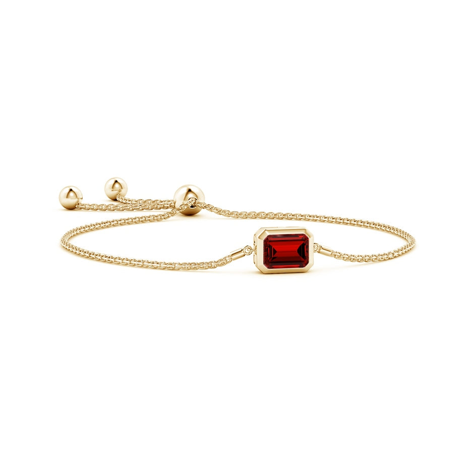 Lab-Grown Horizontally Set Emerald-Cut Ruby Bolo Bracelet