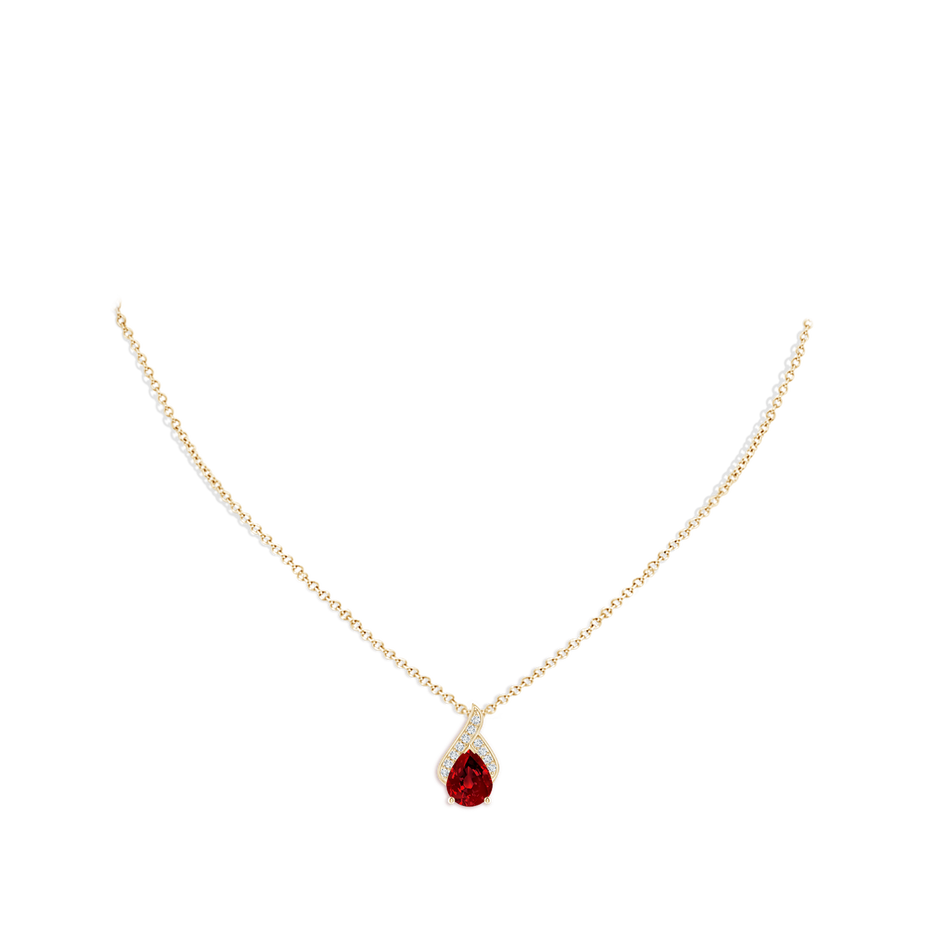 Lab-Grown Solitaire Pear-Shaped Ruby Flame Pendant