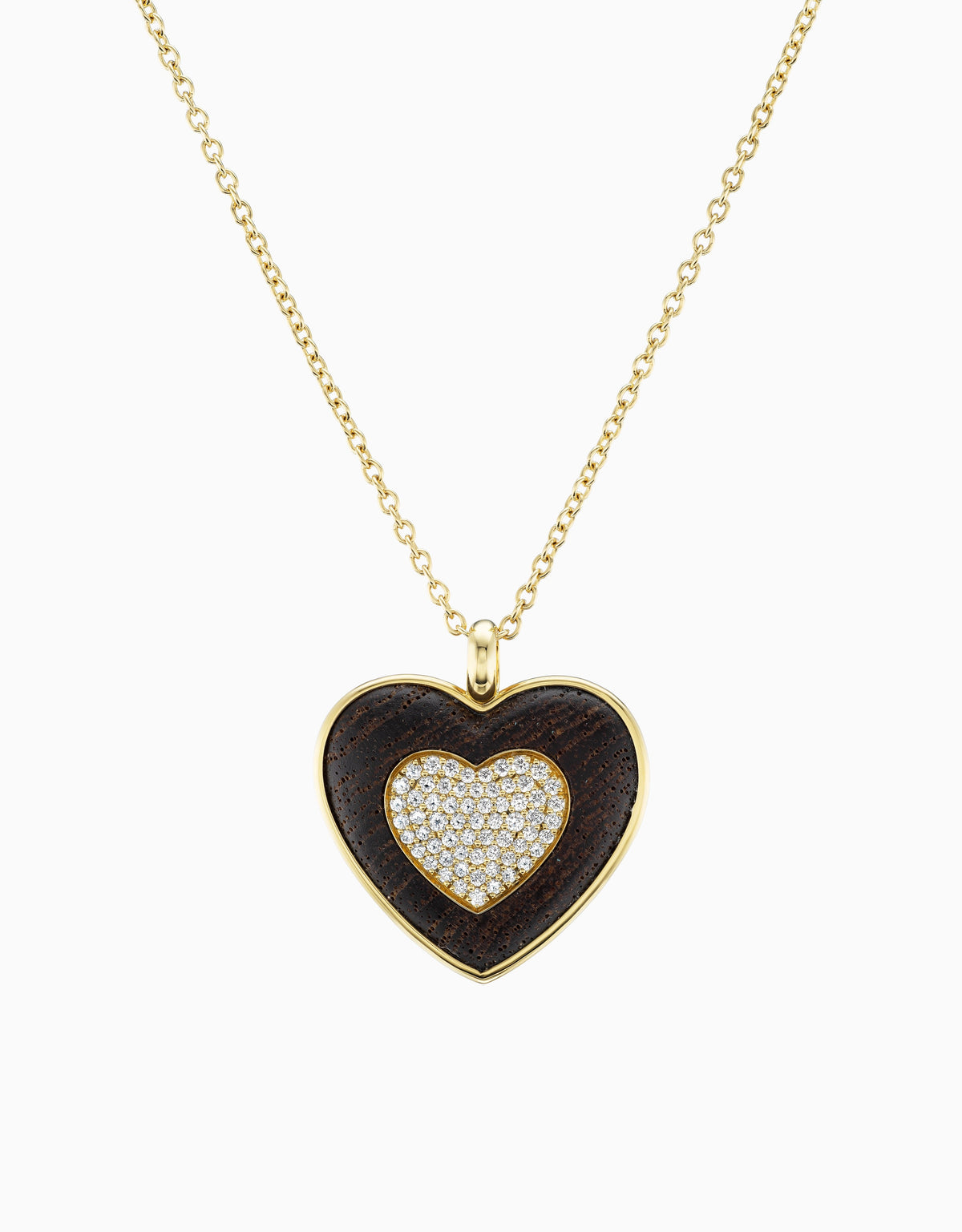 Rock Heart Necklace - Diamond, Wood