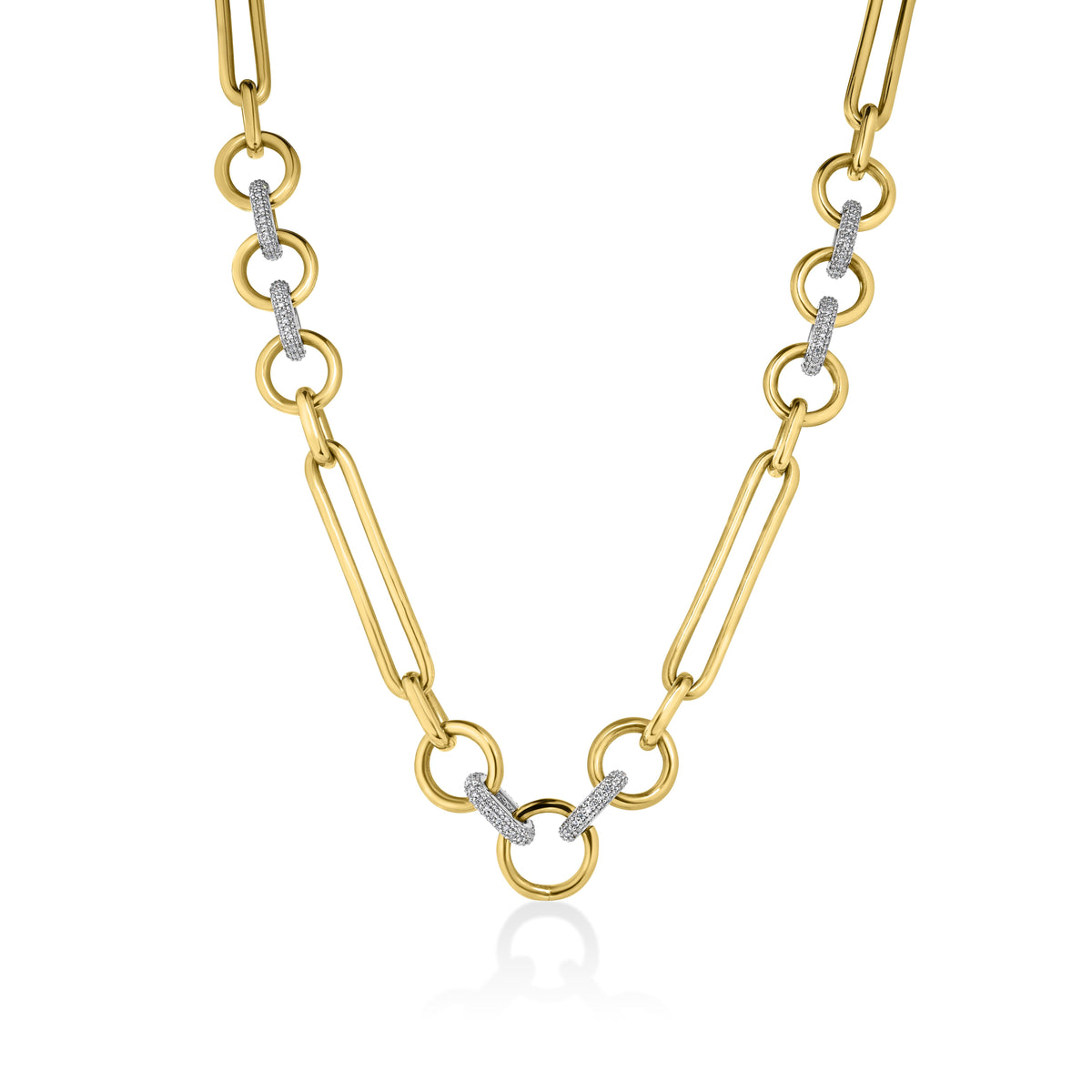 Diamond Mixed Link Chain Necklace with Connector
