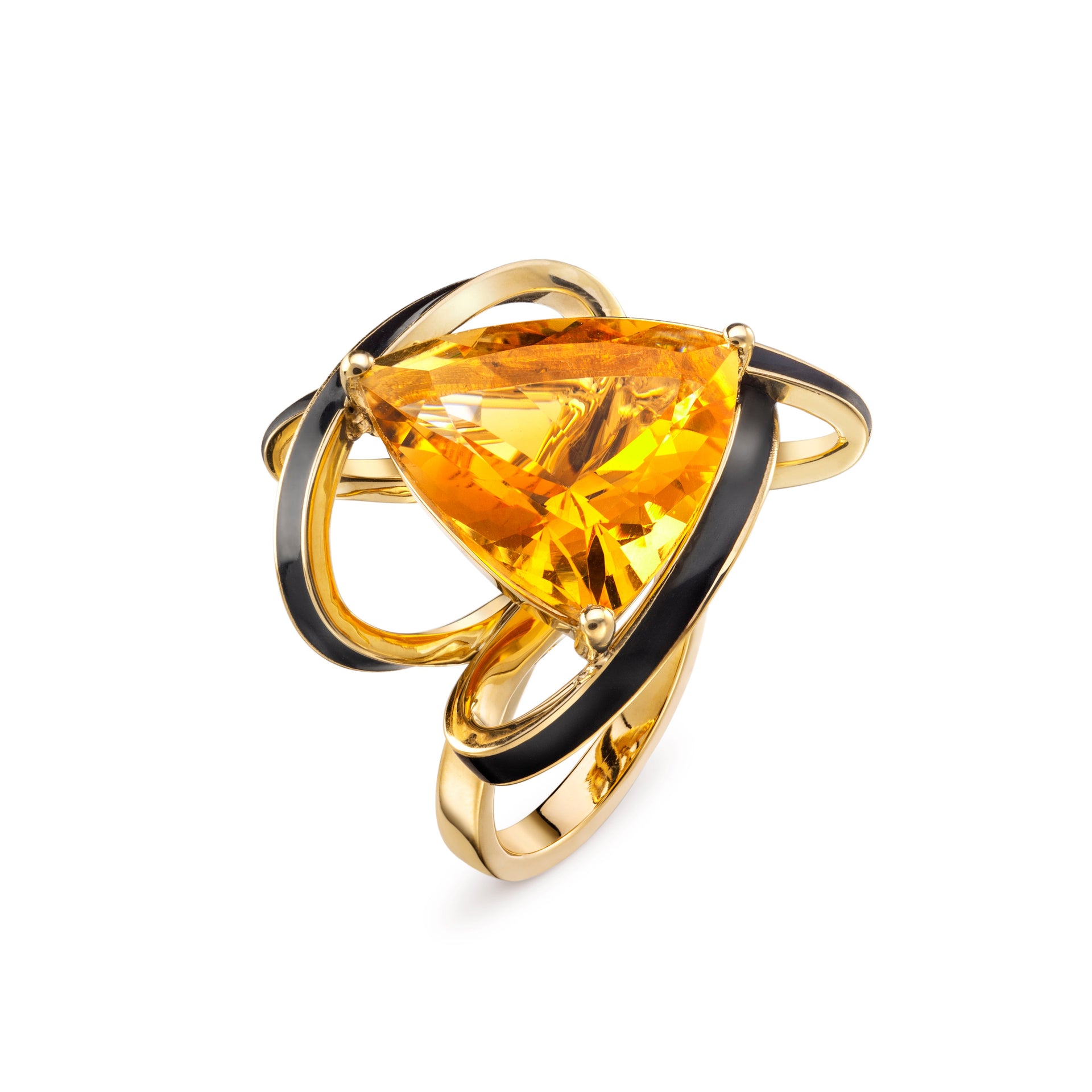 Citrine and Black Enamel Aurora Statement Ring