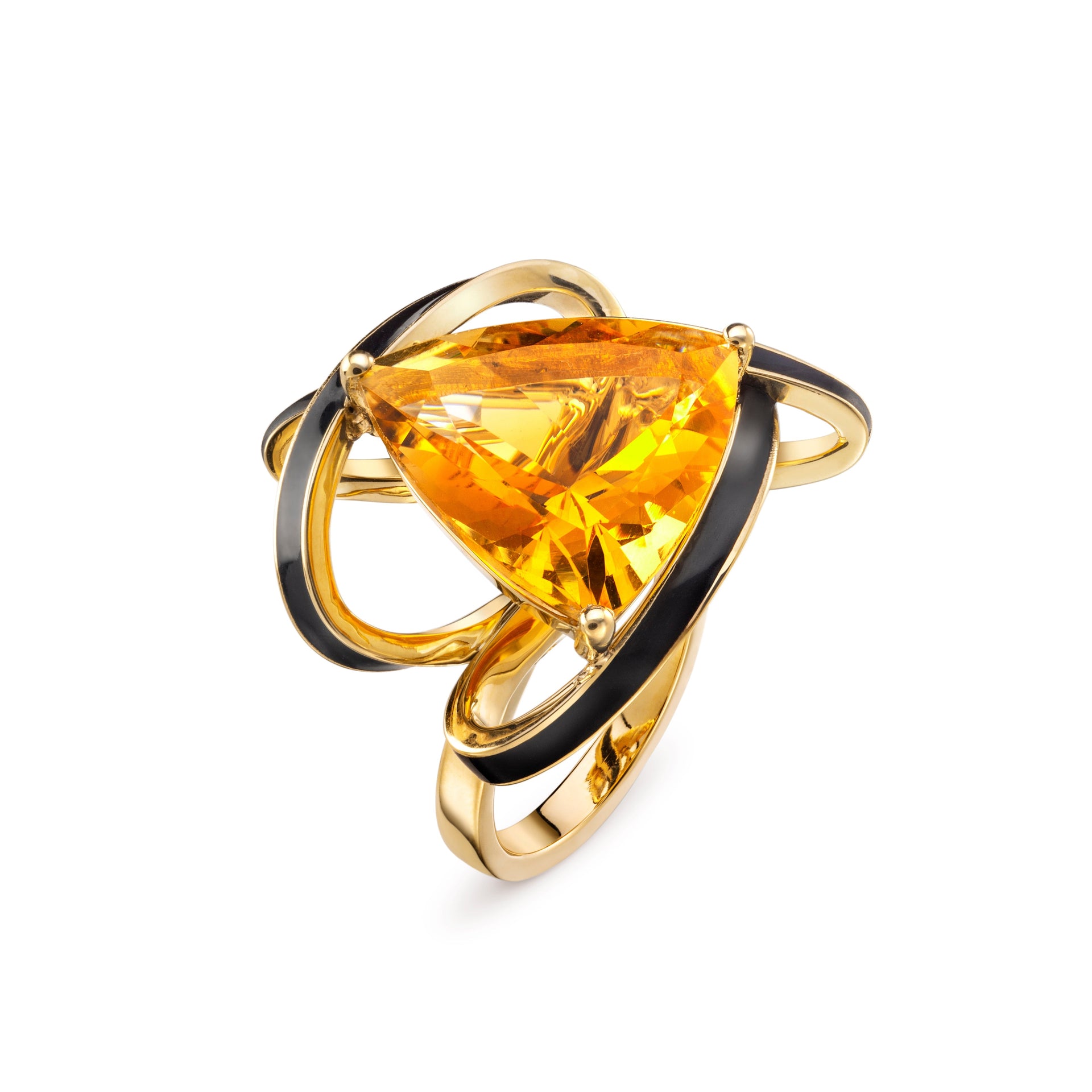 Citrine and Black Enamel Aurora Statement Ring