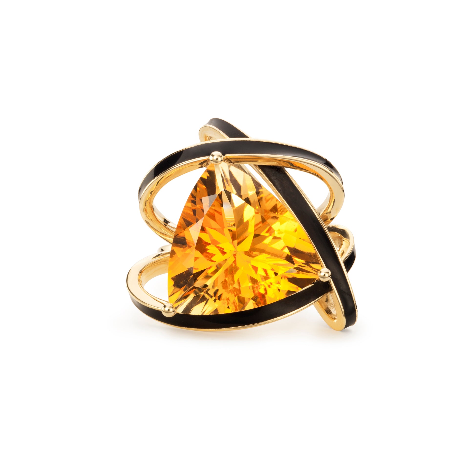 Citrine and Black Enamel Aurora Statement Ring