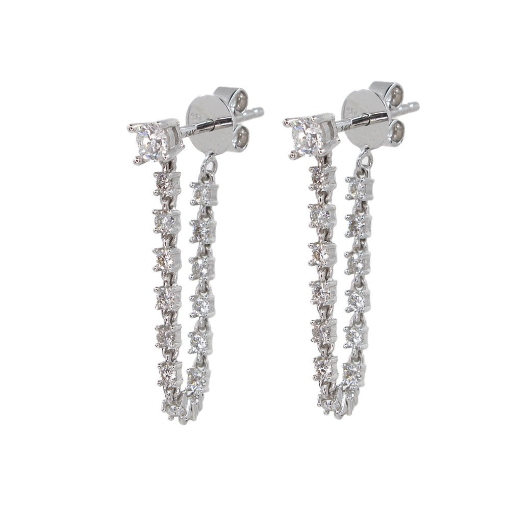 Gold Diamond Chain Loop Earring