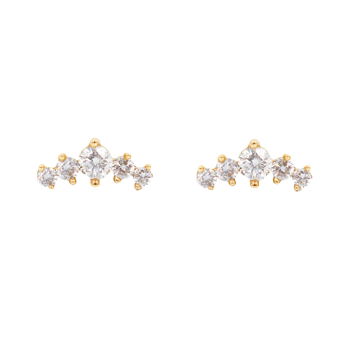 Gold Cluster Diamond Graduated Climber Earring