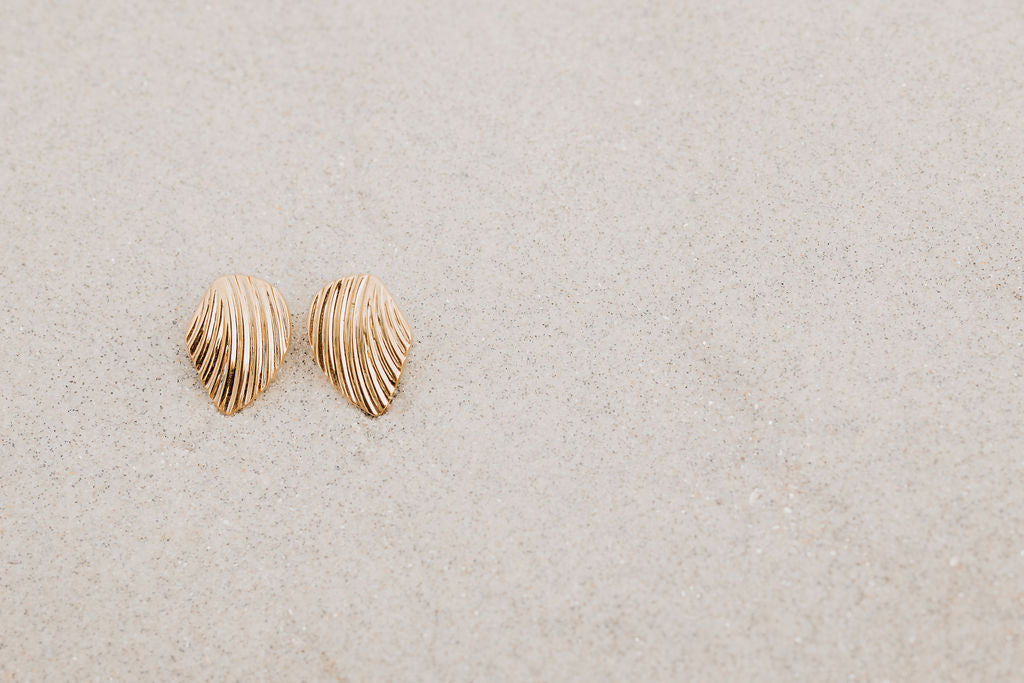 Gold Shell Stud Earrings