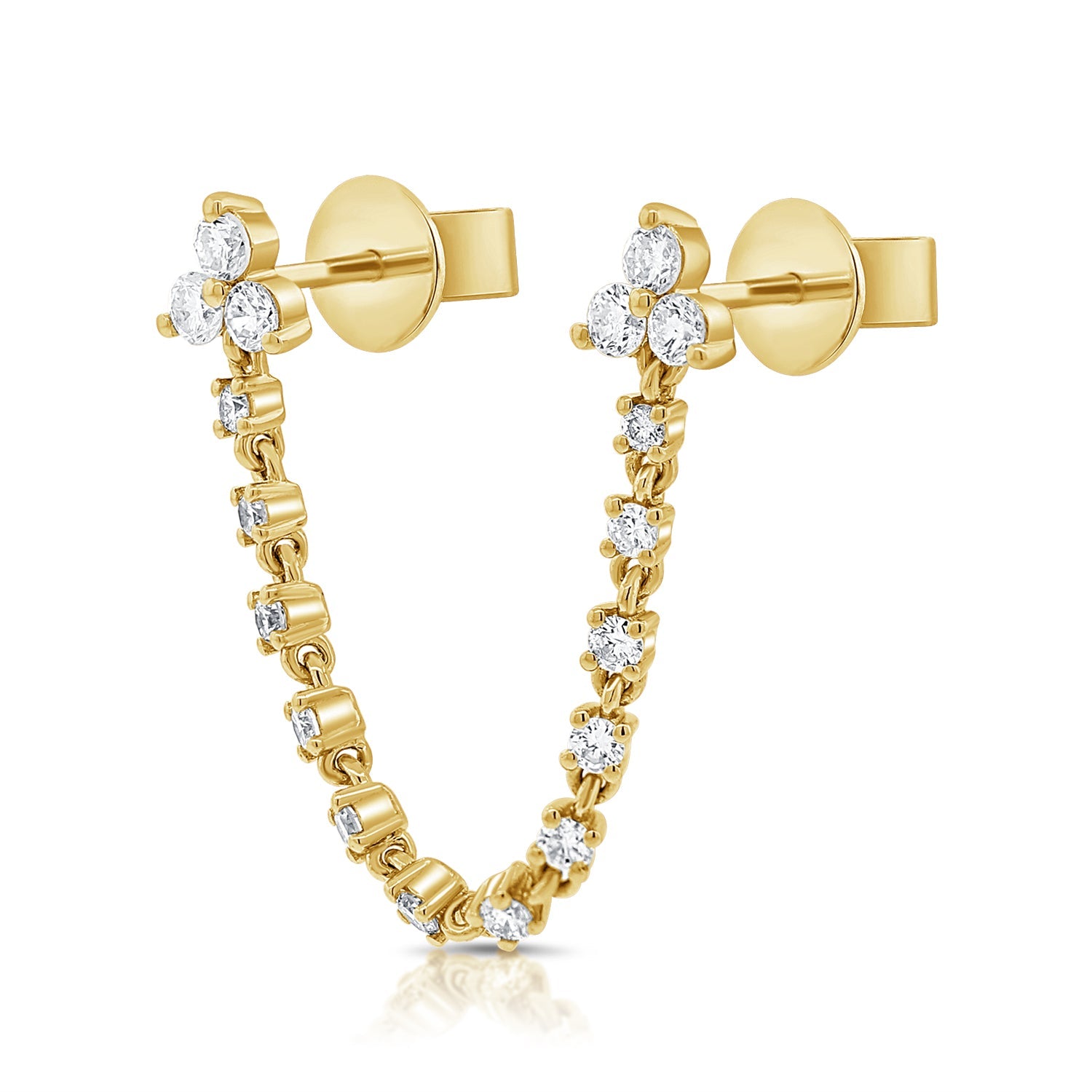 Gold Trio Diamond Connecting Earring