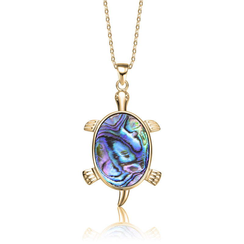 Elise Abalone Charm Turtle Pendant Necklace