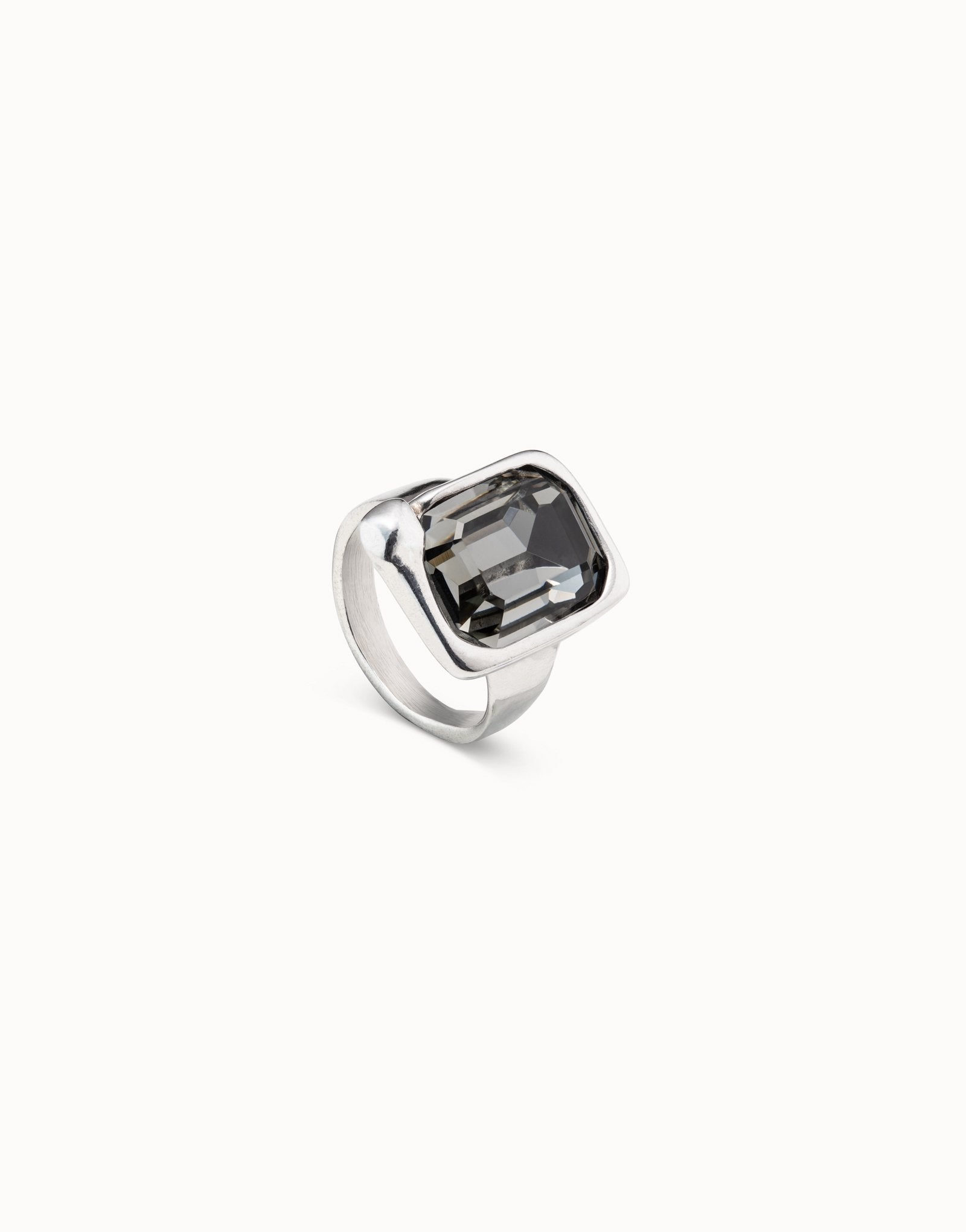 Rectangular shape ring with crystal