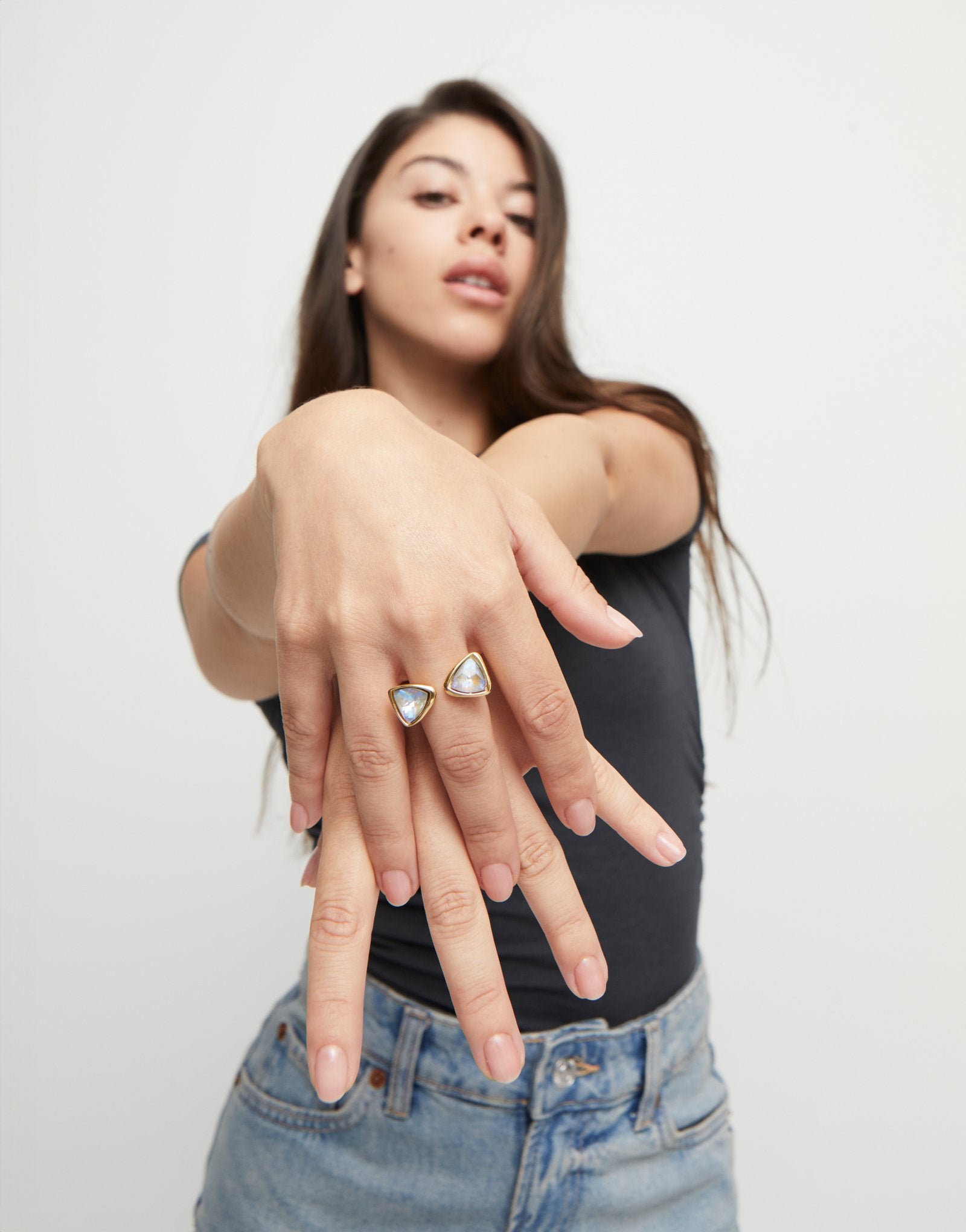 Triangular ring with two crystals