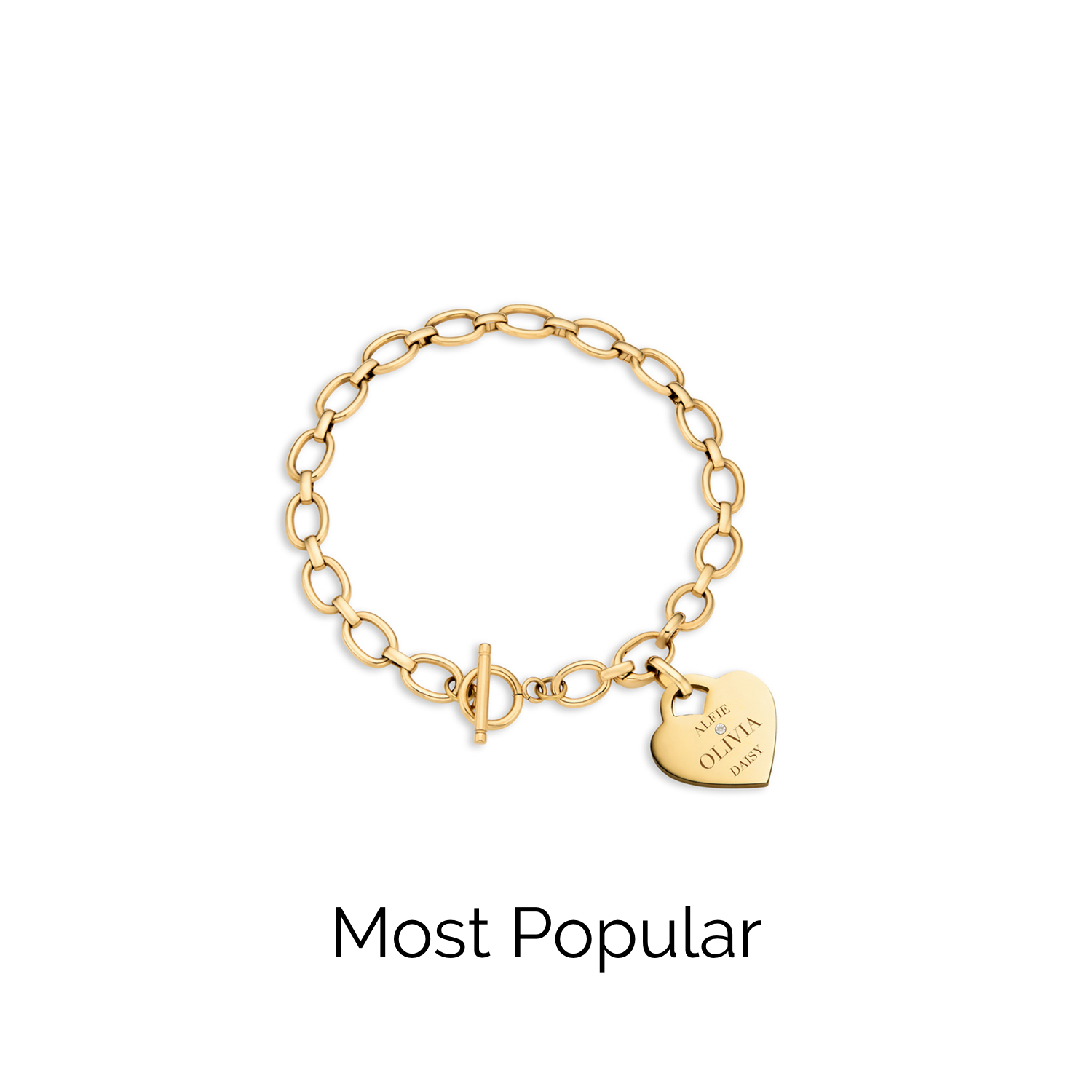 Heart Token Oval Bracelet (Gold)