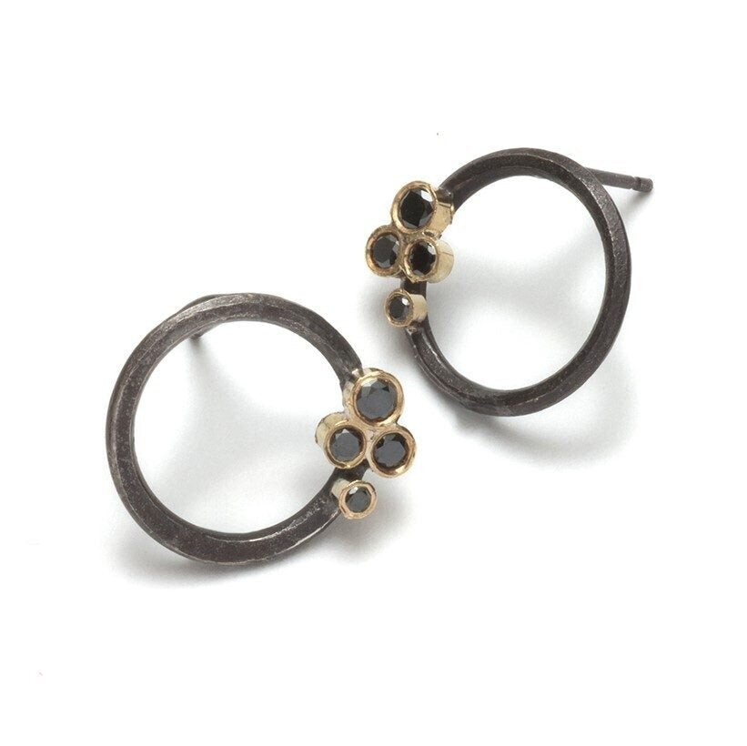oxidised-silver-hoop-studs-with-black-diamonds