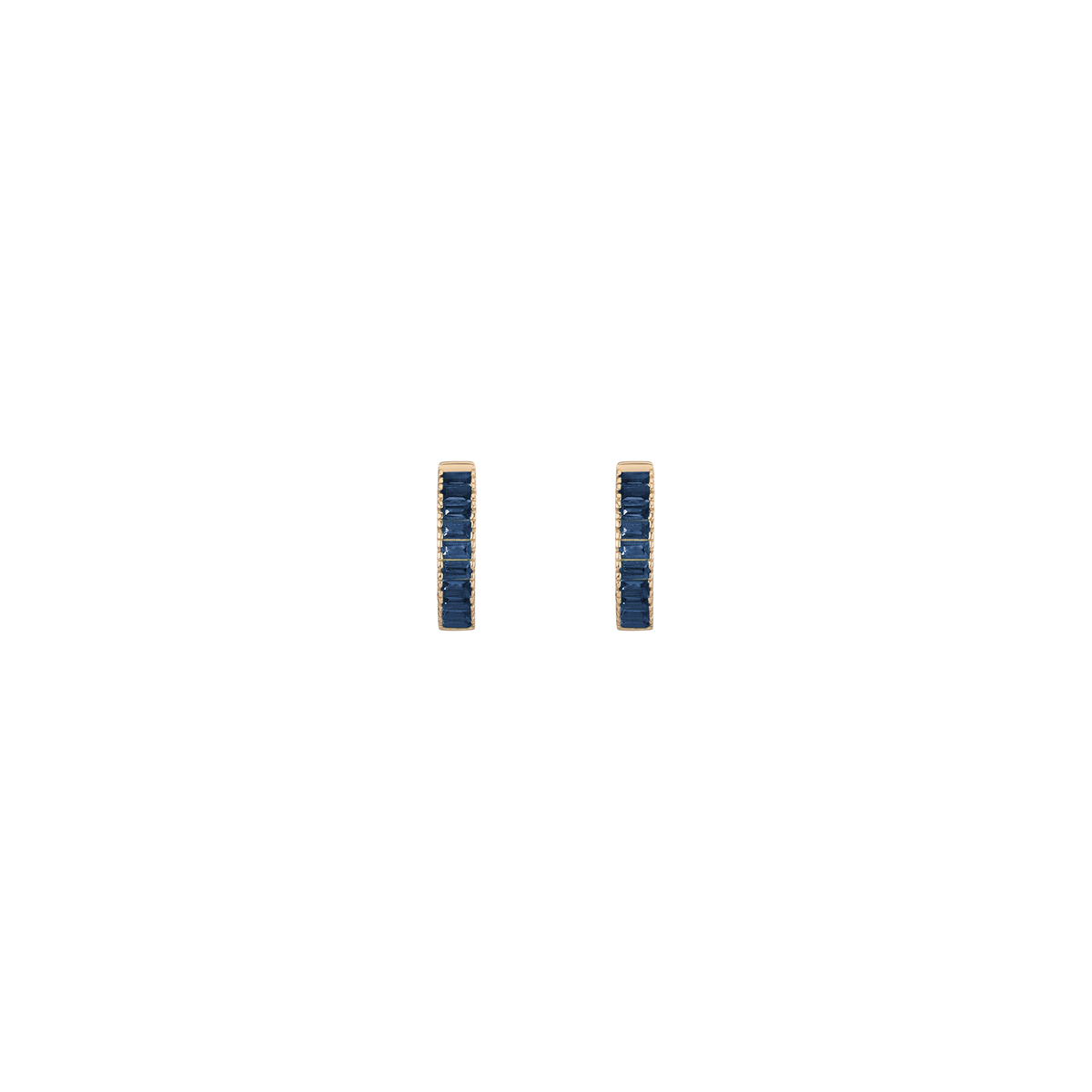 Lab Grown Blue Sapphire Baguette Huggie Earrings