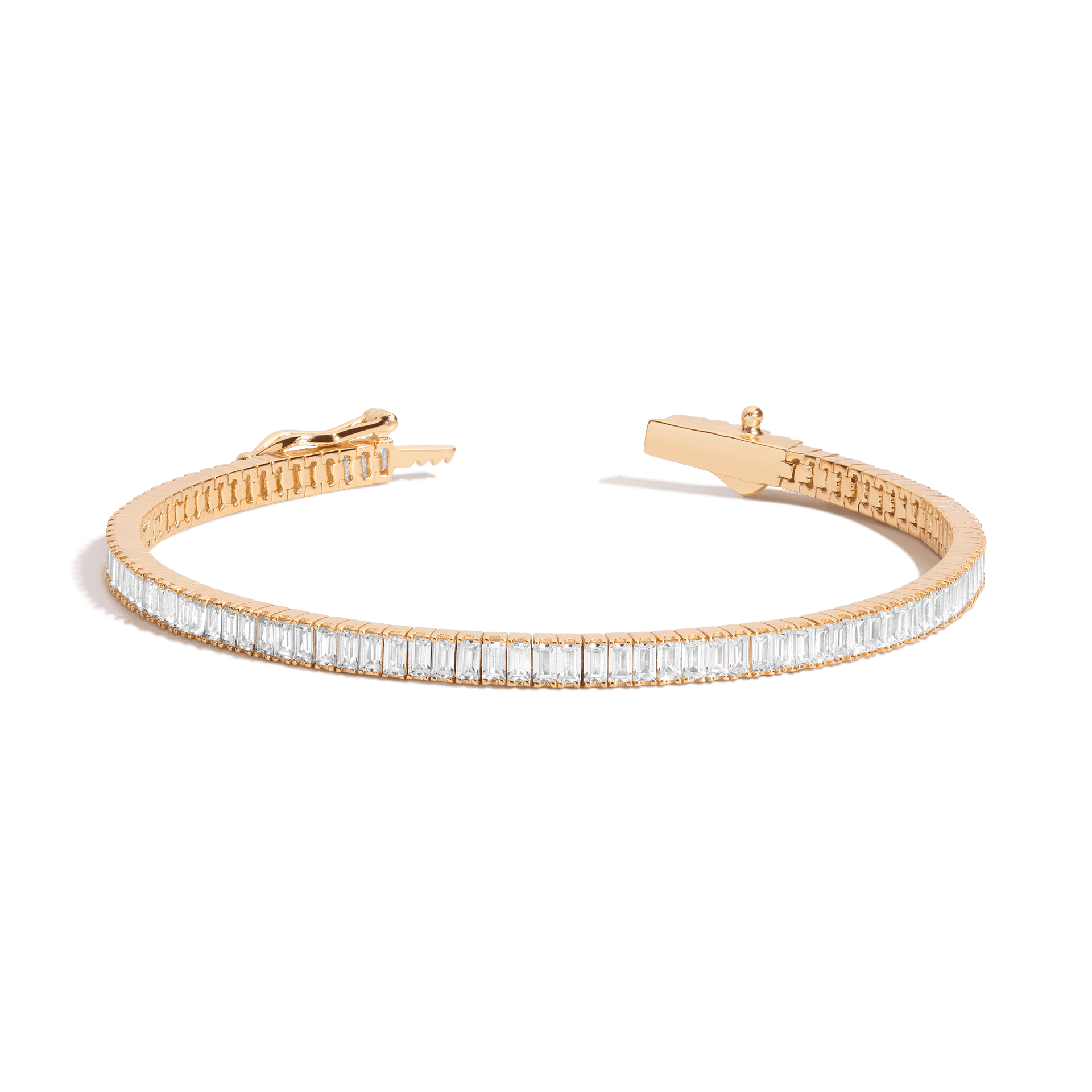 Lab Grown White Sapphire Baguette Tennis Bracelet