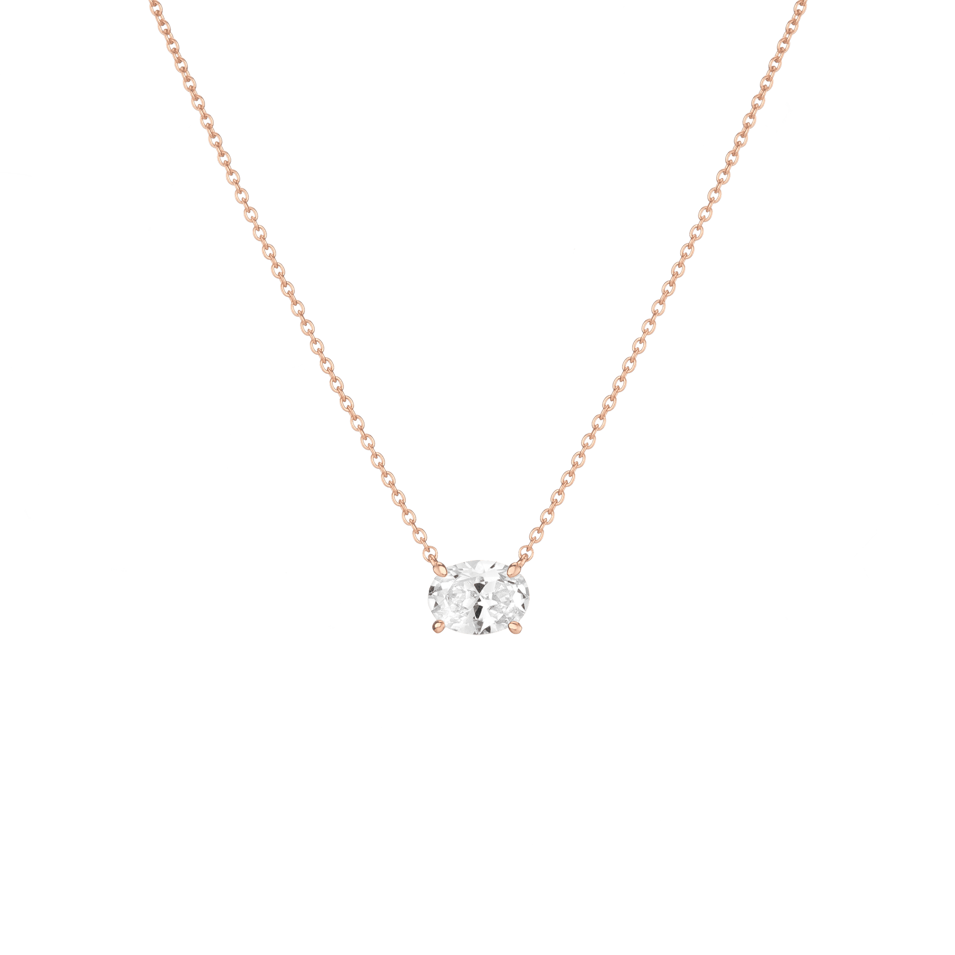 Oval Gemstone Solitaire Necklace