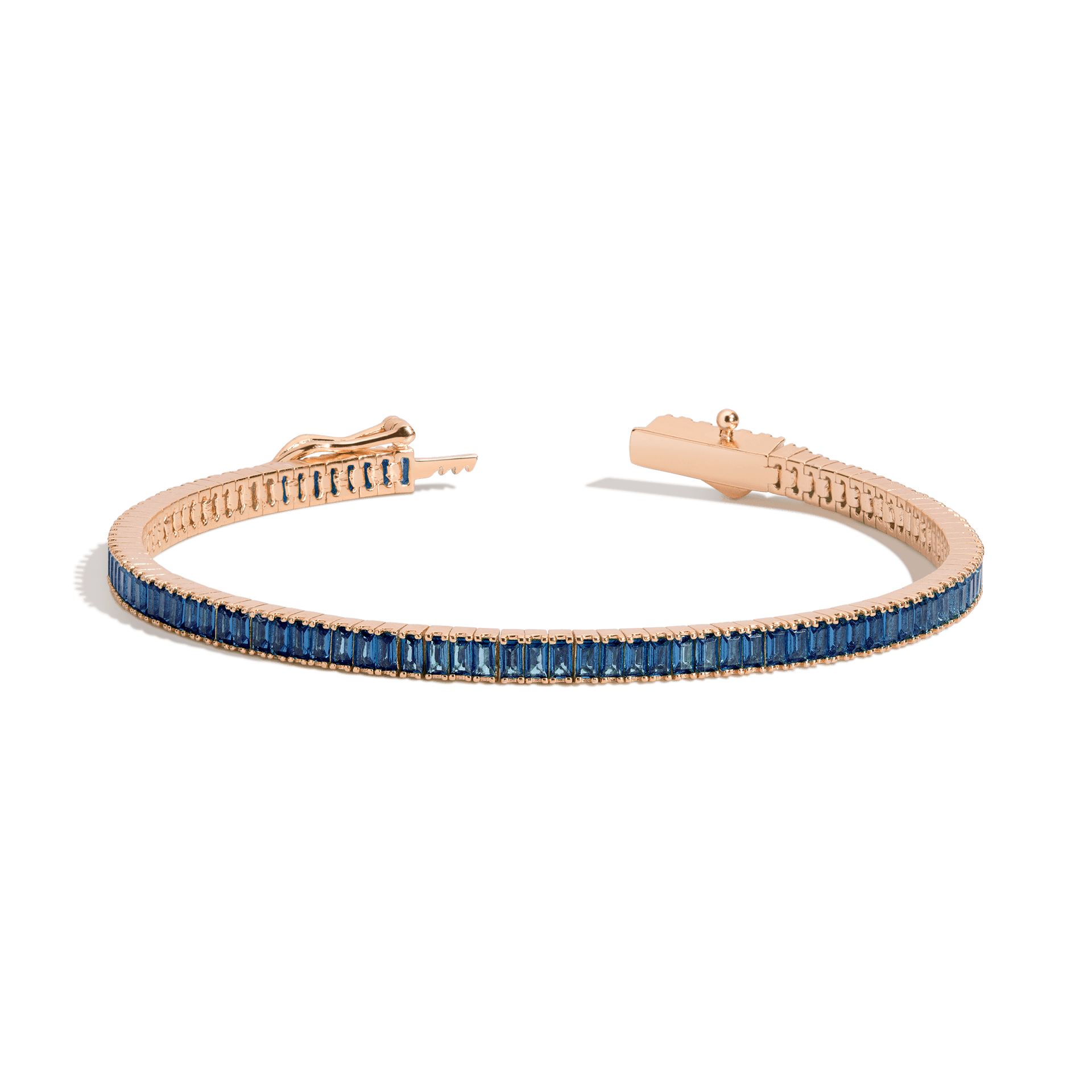 Lab Grown Blue Sapphire Baguette Tennis Bracelet