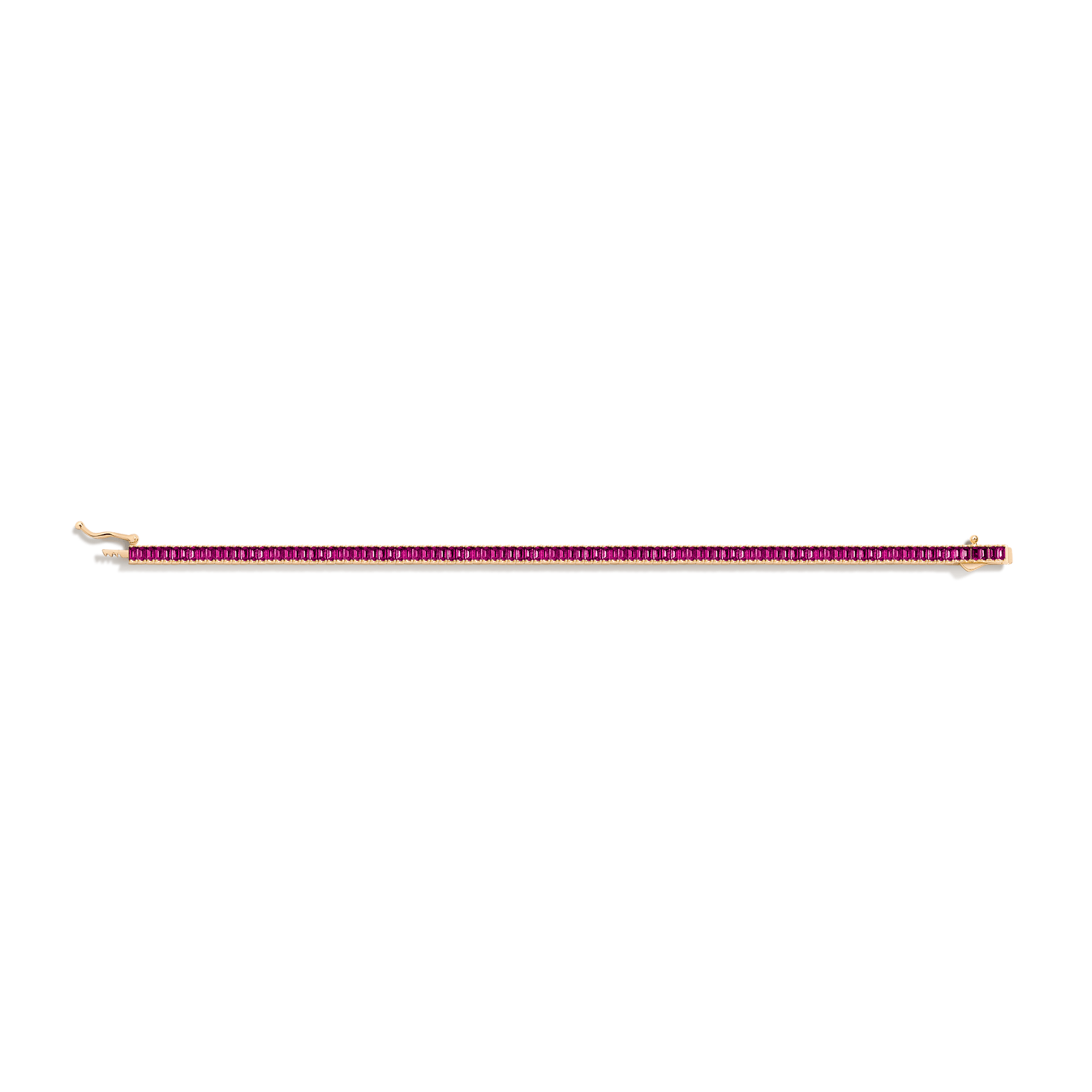 Lab Grown Red Ruby Baguette Tennis Bracelet