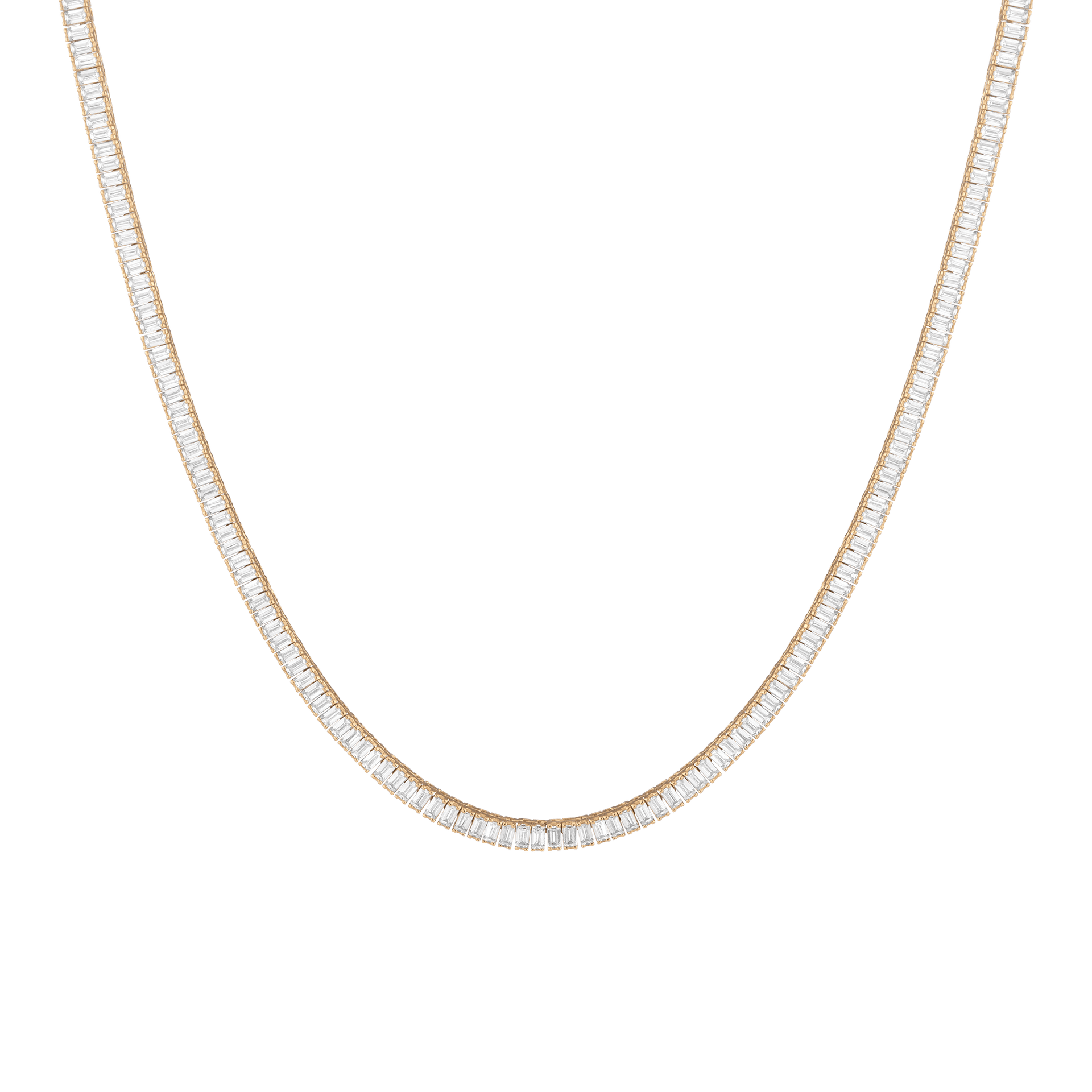 Lab Grown White Sapphire Baguette Tennis Necklace