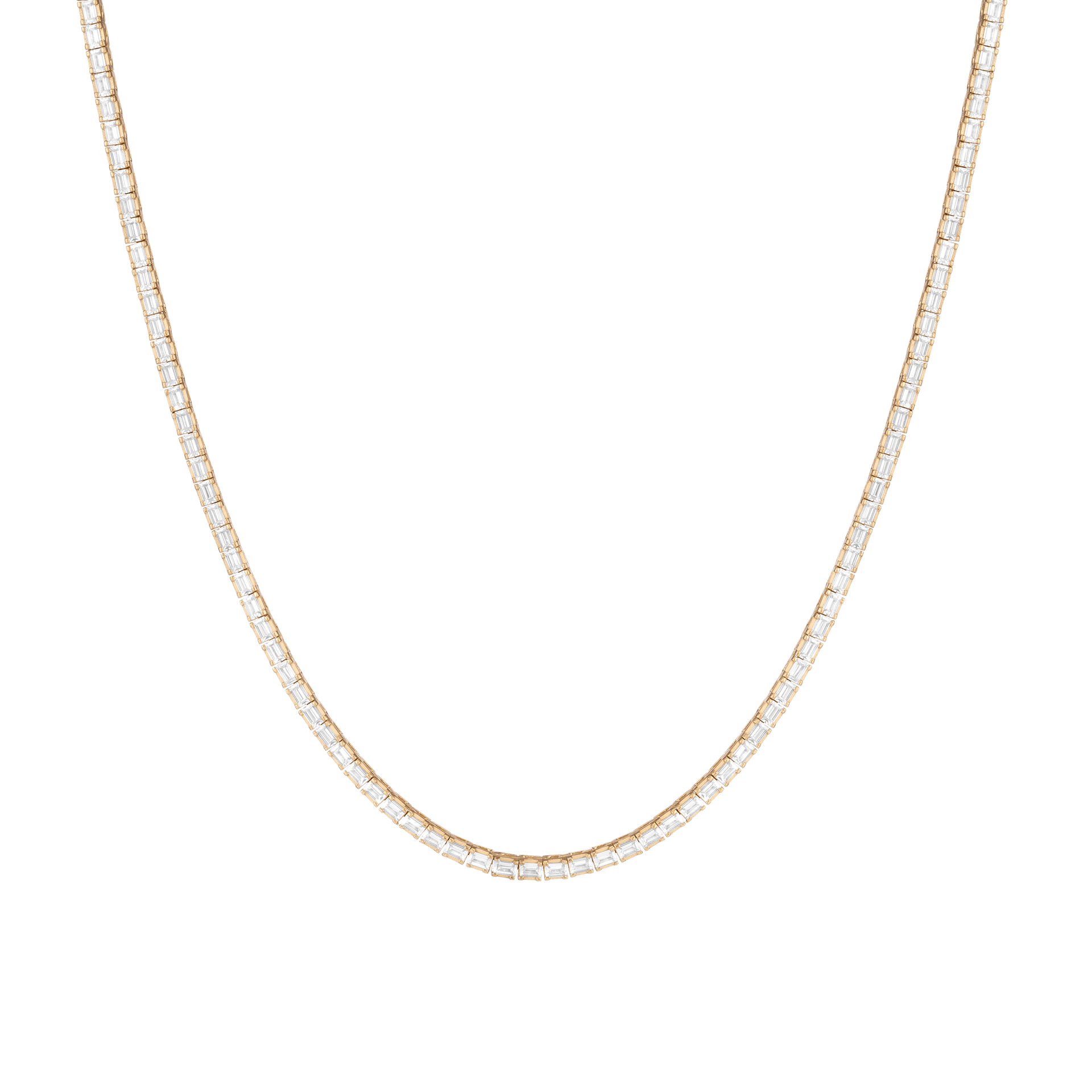 Lab Grown White Sapphire Horizontal Baguette Tennis Necklace