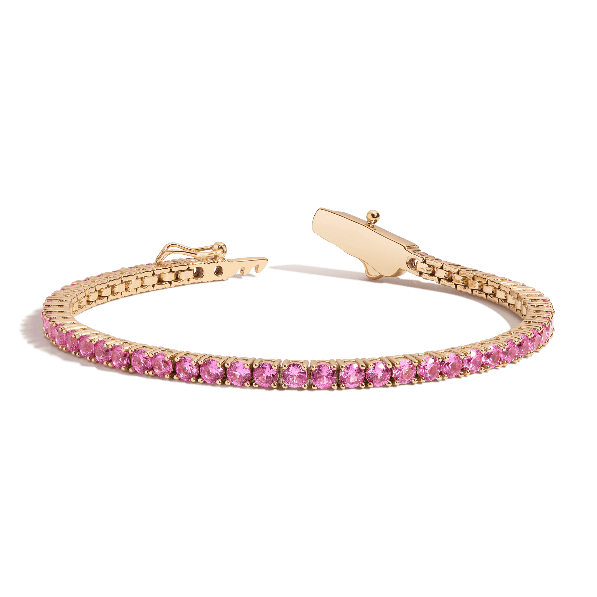 Lab Grown Pink Sapphire Tennis Bracelet