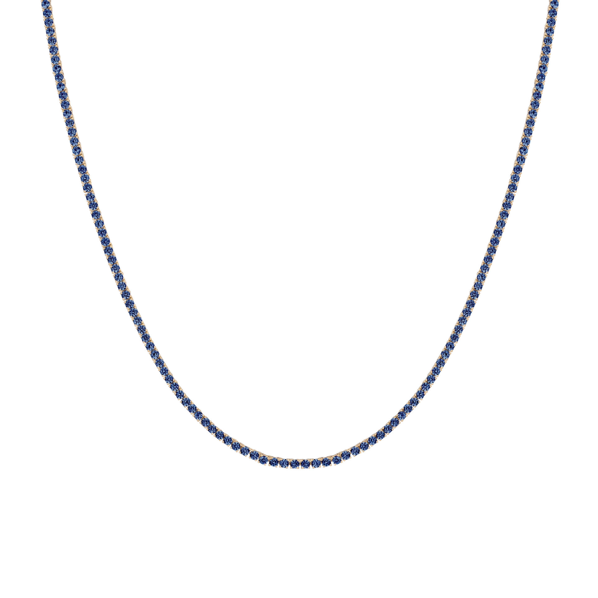 Lab Grown Blue Sapphire Tennis Necklace