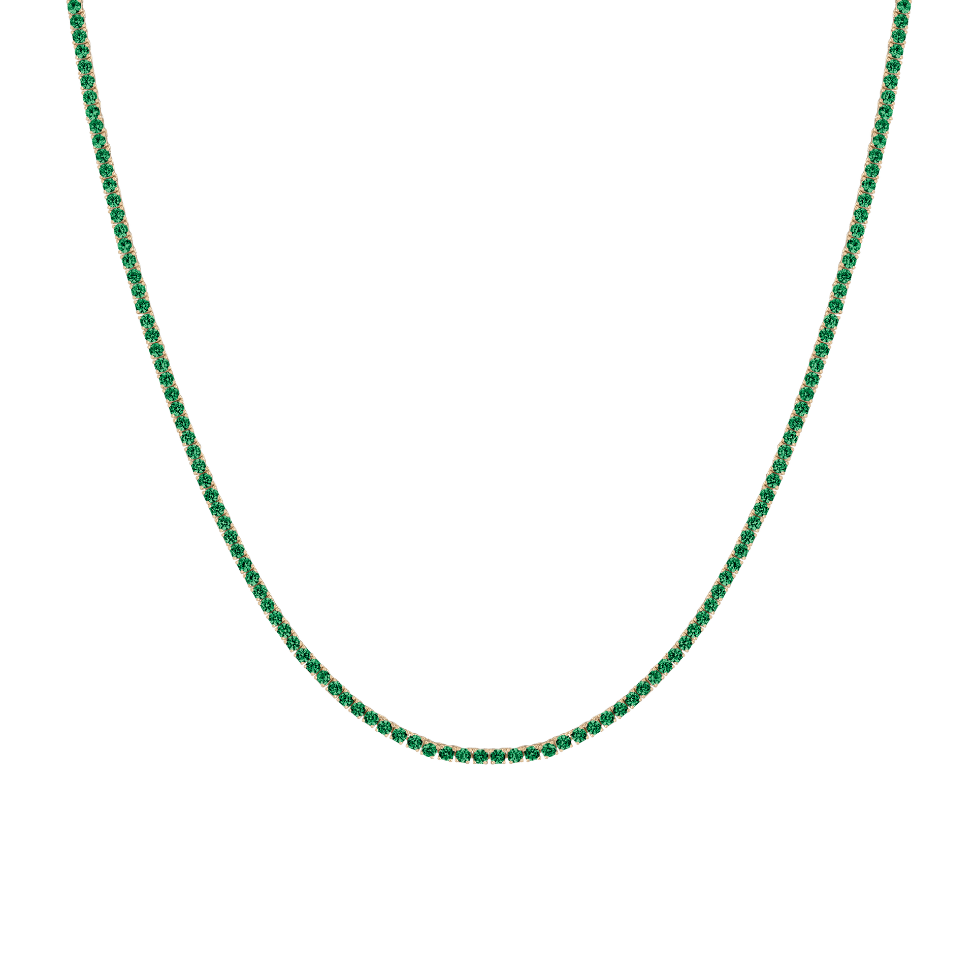 Lab Grown Green Emerald Tennis Necklace